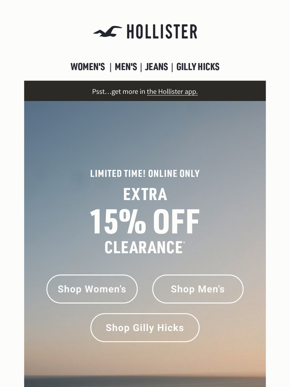 Hollister on sale 15 off