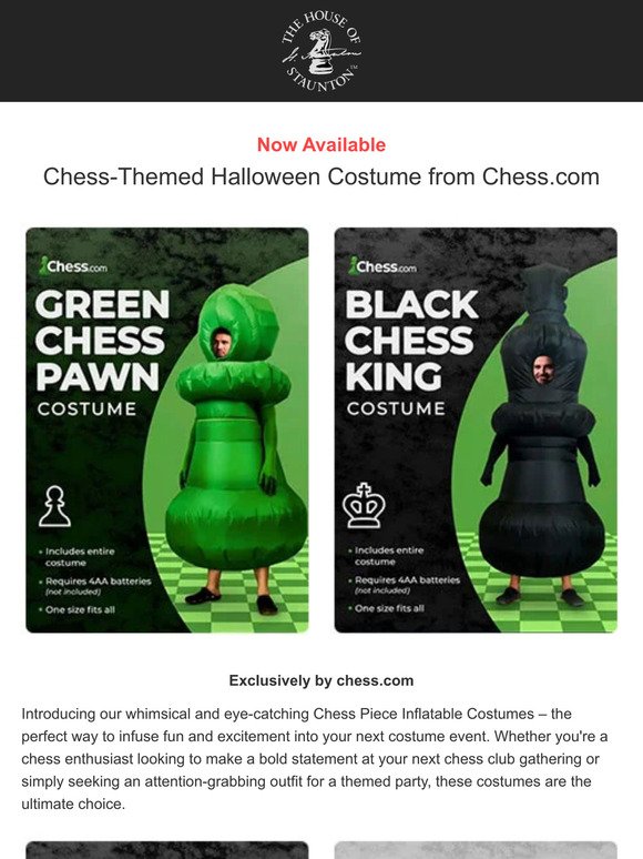 Now Available - Chess-Themed Halloween Costume from Chess.com