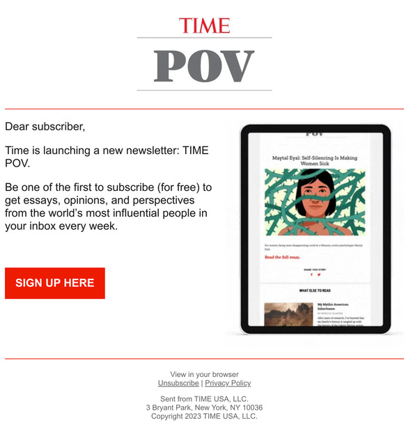 New! TIME POV Newsletter