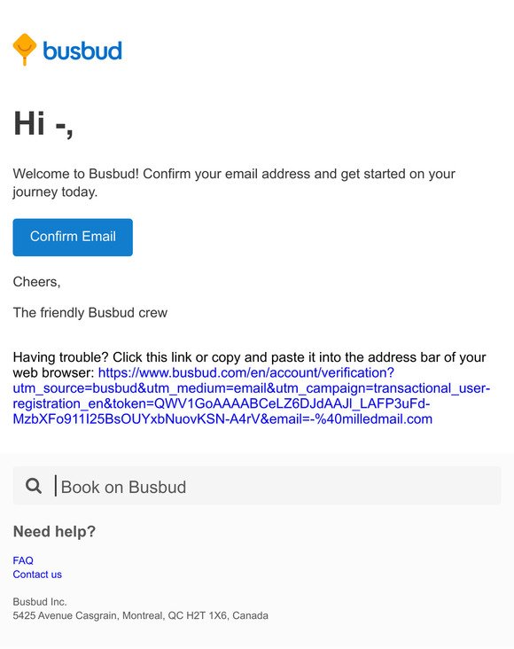 Please confirm your email address on Busbud