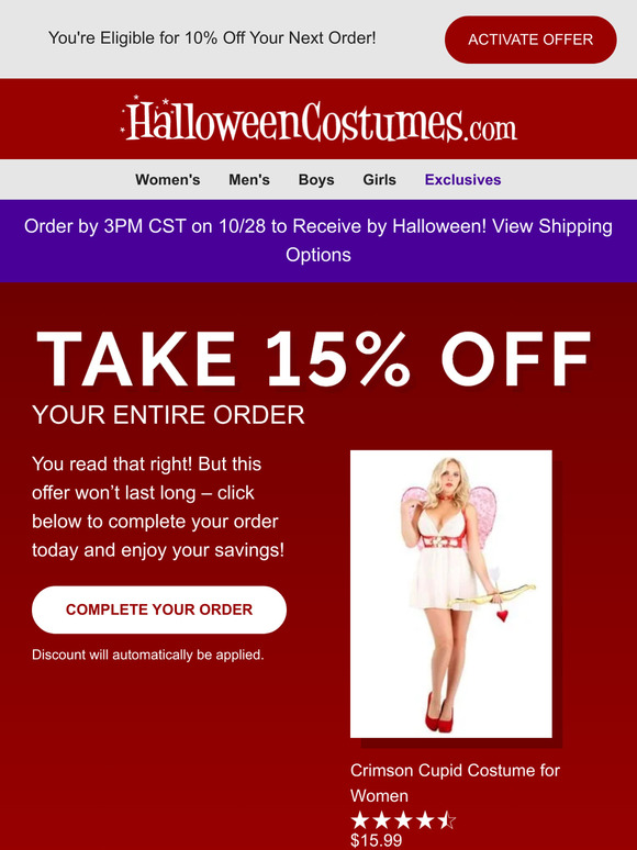 HalloweenCostumes.com: You got 25% OFF!? Hey, it's Black Friday