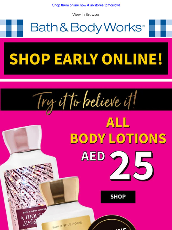 Bath & Body Works UAE Early Access for Body Lotions is here! Milled