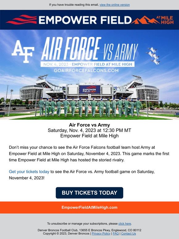 Air Force vs Army  Empower Field at Mile High