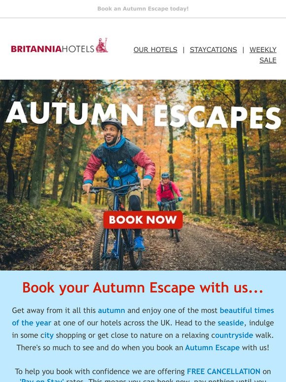 🍂 Autumn has arrived —! There's no better time to book your next break 👍