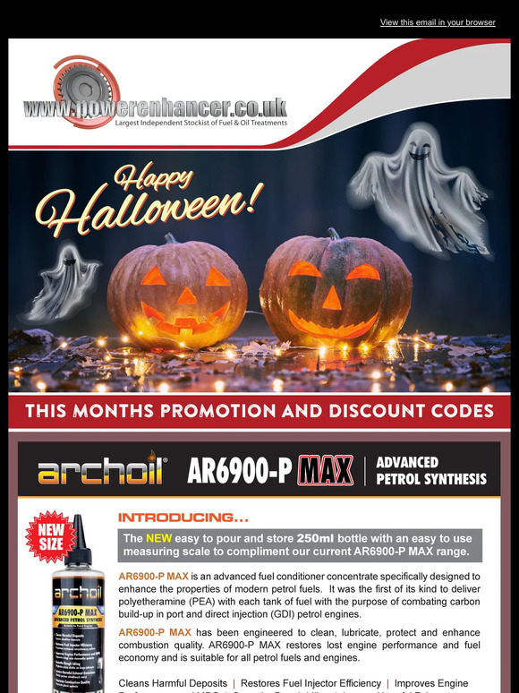 Happy Halloween - Save 20% off Oilsyn and Archoil Products 🎃