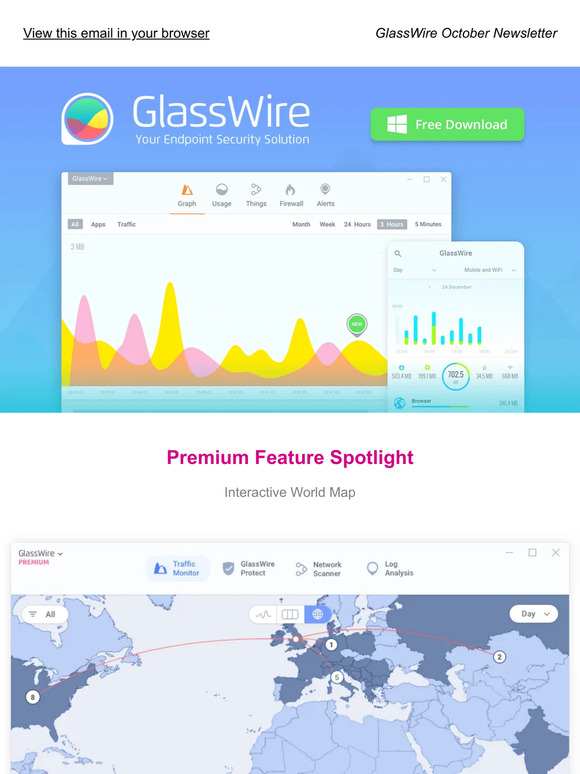 GlassWire™ - New Interactive World Map of Connections!