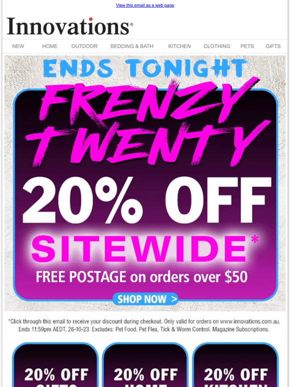 ⏰ FINAL CHANCE — 20% Off Sitewide* Ends Tonight