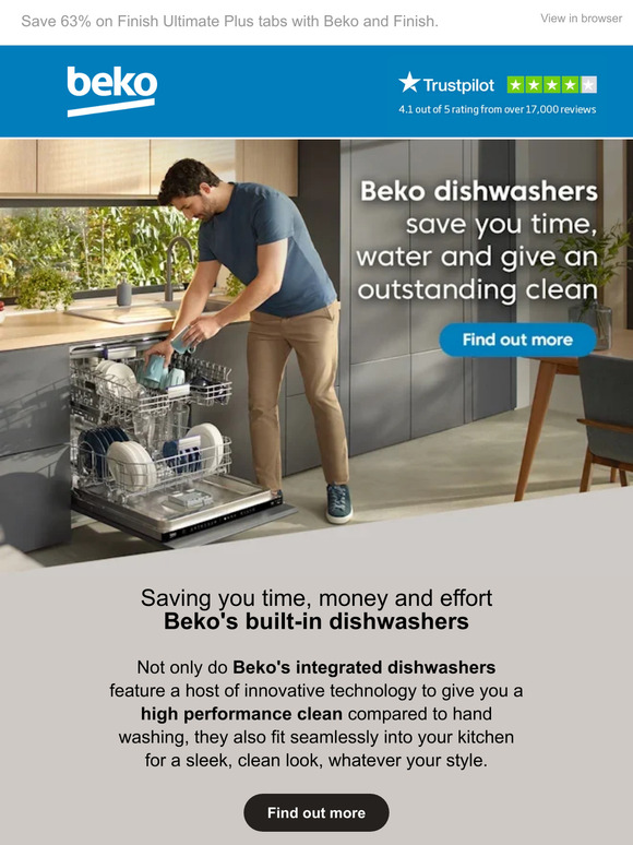 —, get 90 Finish Dishwasher tabs for just £13: Exclusive offer from Beko and Finish