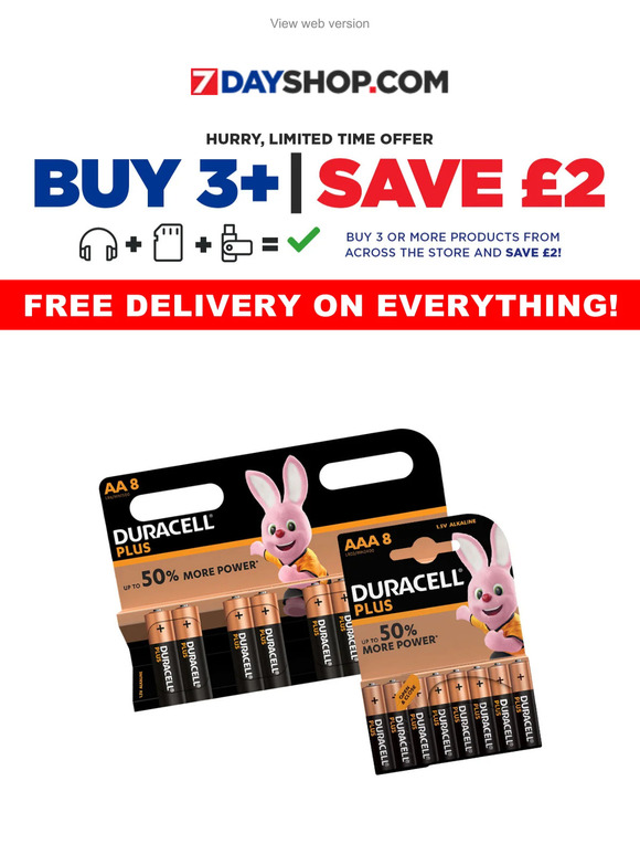 Thursday Deal - 8 Pack Duracell AA / AAA Alkaline Batteries - From £5.99