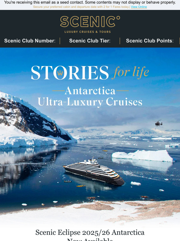 Scenic Luxury Cruises & Tours Seed New 2025/2026 Antarctica Voyages