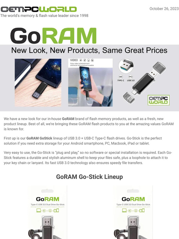 GoRAM: New Look, New Products, Same Great Prices