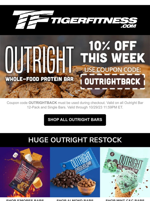 10% OFF Outright Bars This Week 🍫 Huge Flavor Restock: S'mores PB, Chocolate Chip Almond Butter, Mint Cookies & Cream PB, and more!