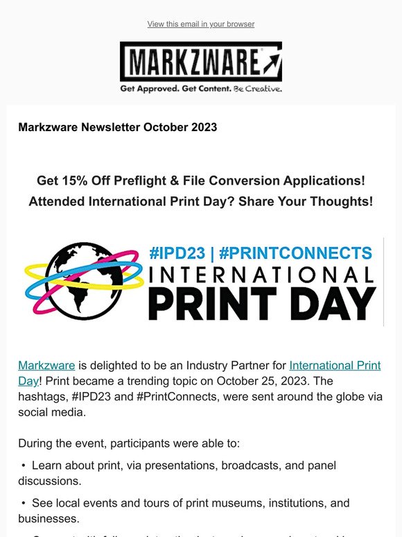 🖨️Markzware Newsletter Oct 2023: 15% Off Print Apps