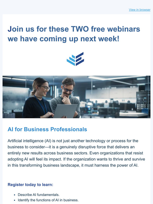 Join us Next Week for 2 Amazing Webinars that Teach Skills you Can Immediately Apply to Your Workday ✨