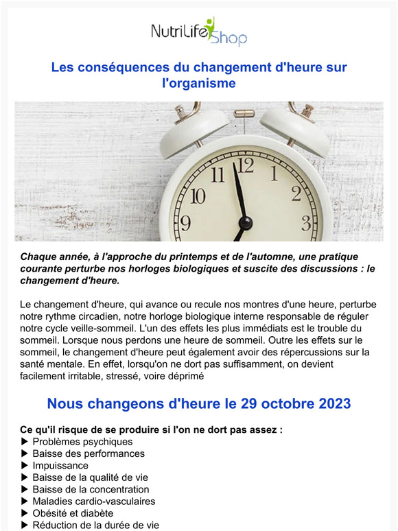 Les conséquences du changement d'heure sur l'organisme