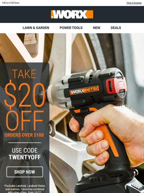 Take $20 off orders over $100