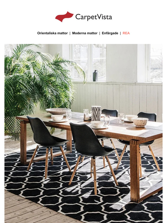 Upp till 50% på mattor till matrummet