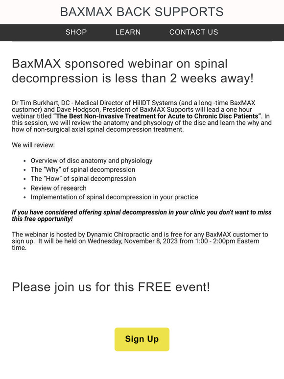 ***Will you join us for our webinar on spinal decompression?***