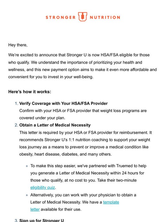 Stronger U Nutrition: Stronger U is now HSA/FSA eligible!