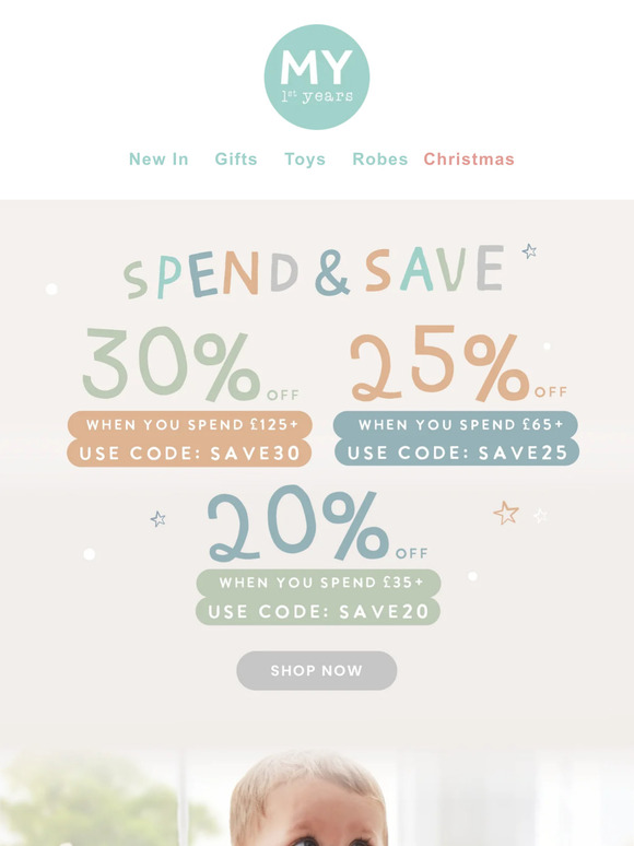 Spend & Save: take up to 30% off your next order
