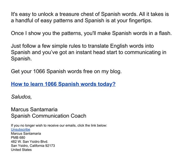 Treasure Chest of 1066 Instant Spanish Words