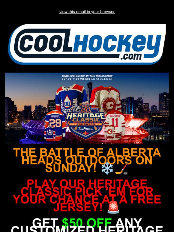 Play Our Heritage Classic Pick 'Em Pool! 💧🔥 Oilers & Flames Head Outdoor This Sunday! 🙌