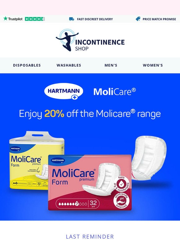 20% off on all MoliCare products! 💰