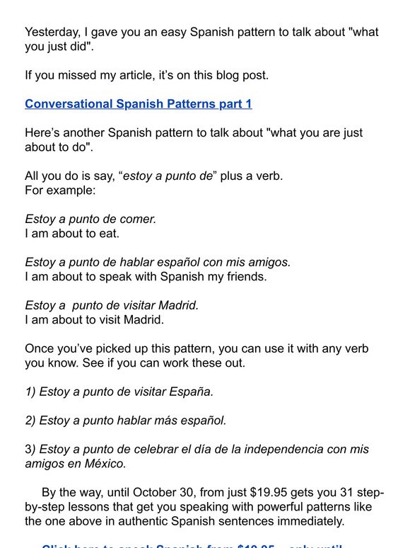 Conversational Spanish patterns Part 2