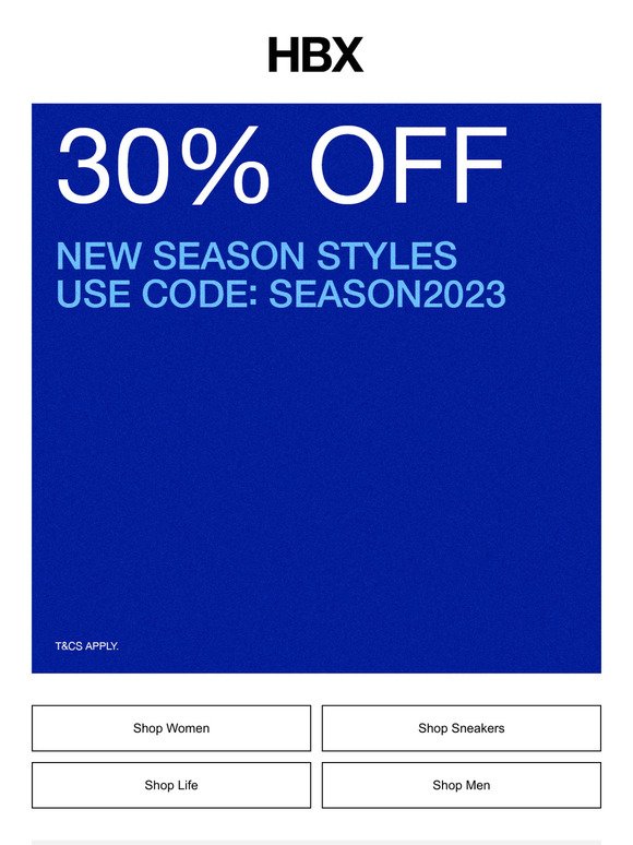 Sale alert: 30% off New Season styles