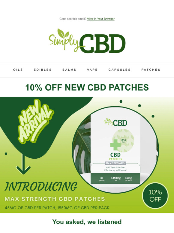 Get 10% Off Our New MAX Strength CBD Patches 🌱