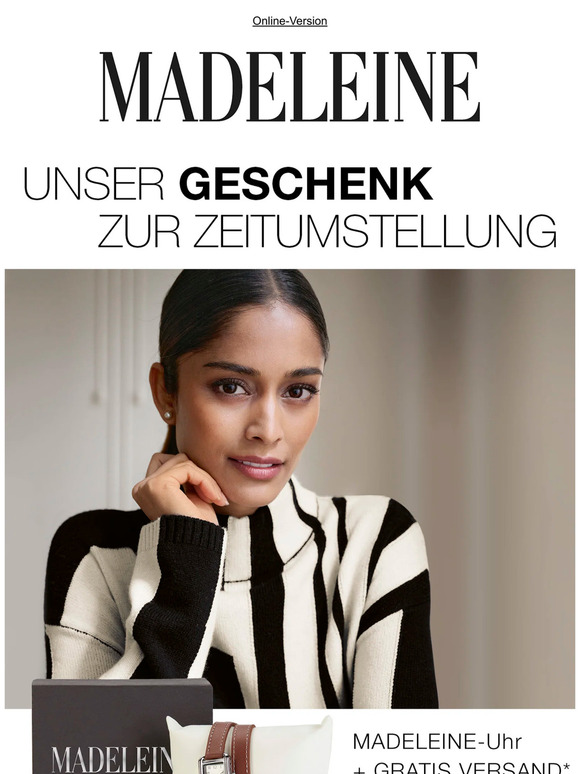 ⏰ Versandkostenfrei shoppen und gratis MADELEINE-Uhr sichern: unser Geschenk zur Zeitumstellung