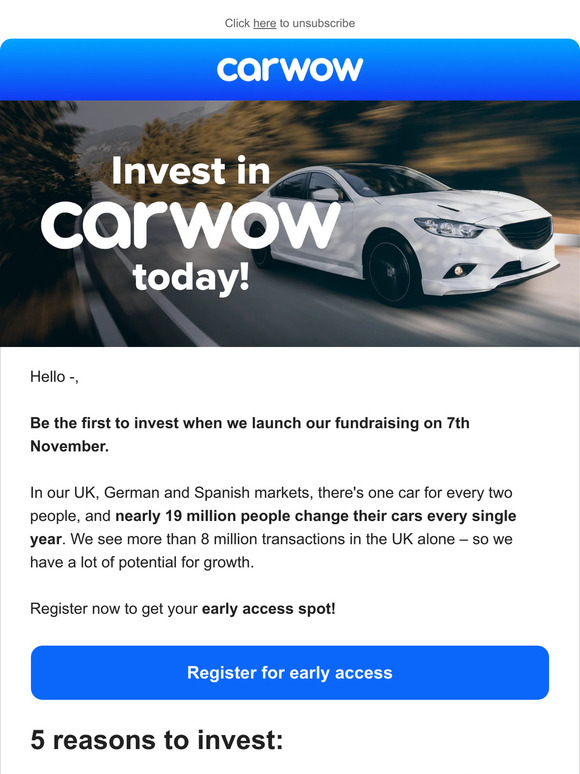 5 reasons why you should invest in carwow