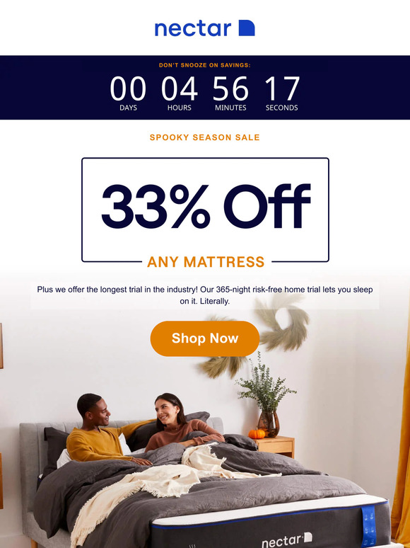 Treats No Tricks: 33% Off Any Mattress 🎃