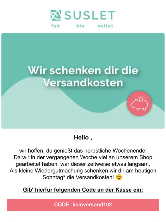 🎁 Versandkostenfreier Sonntag bei SUSLET