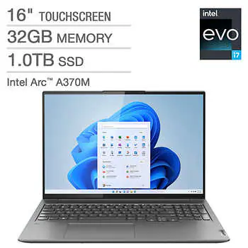 Lenovo Slim 7i 16-inch Intel Evo Platform Touchscreen Laptop with 12th Gen Intel Core i7 Processor and Intel Arc A370M Graphics