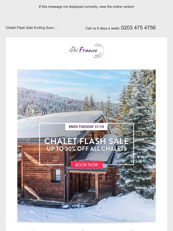 Chalet Flash Sale Ending Tomorrow! Save Up To 30%