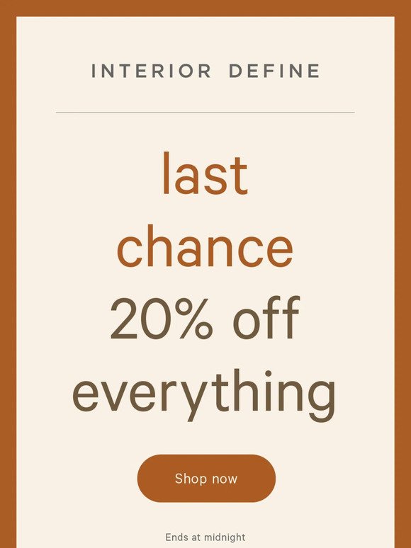FINAL CALL: 20% OFF is ending 🕦