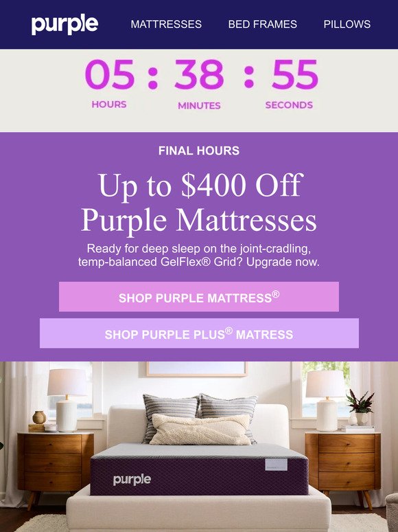 ONLY HOURS LEFT! Up to $400 Off Mattresses