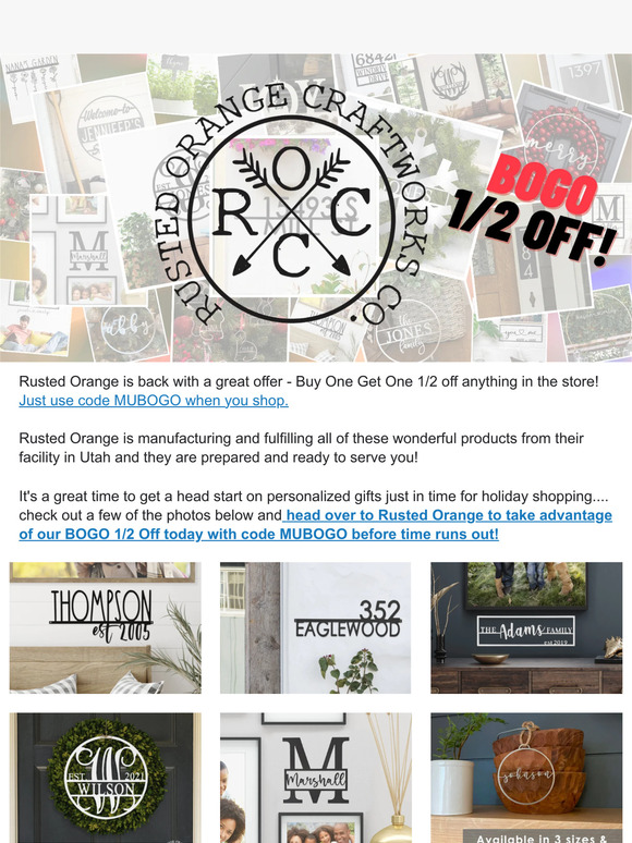 BOO! - Buy One Get One at Rusted Orange