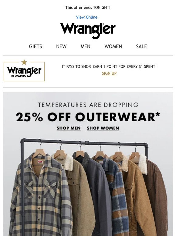 Don't miss out: 25% off select outerwear