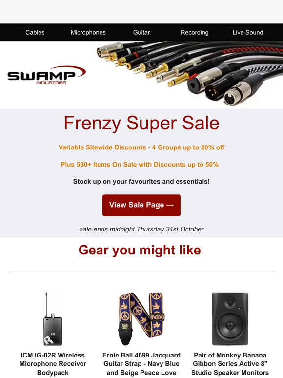Last Days of SWAMP's Frenzy Sale ⏰ Sitewide Discounts up to 50% Off 🎶🎸🎙️🎹