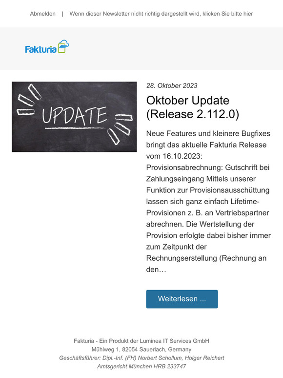 Oktober Update (Release 2.112.0)