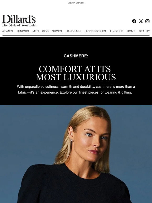 Dillards - Destination: Ladies’ Cashmere: Comfort at Its Most Luxurious ...
