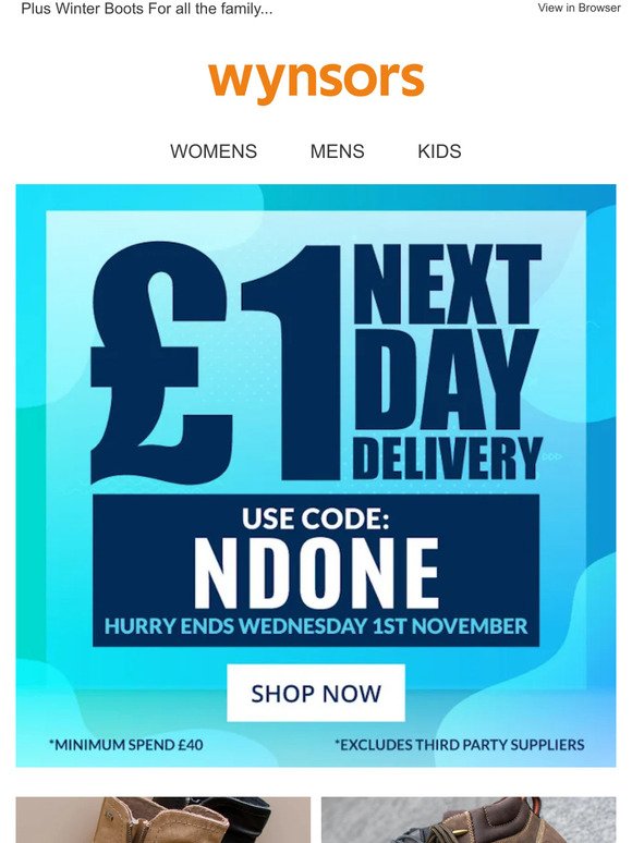 £1 Next Day Delivery! - Hurry ends This Wednesday