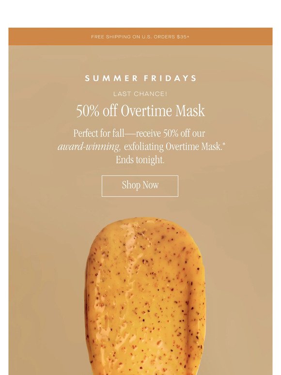 Last Chance! 50% Off Overtime Mask