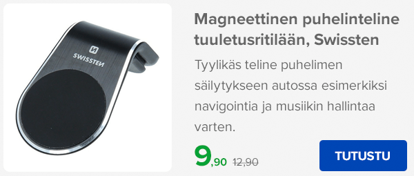 Magneettinen puhelinteline tuuletusritilään, Swissten