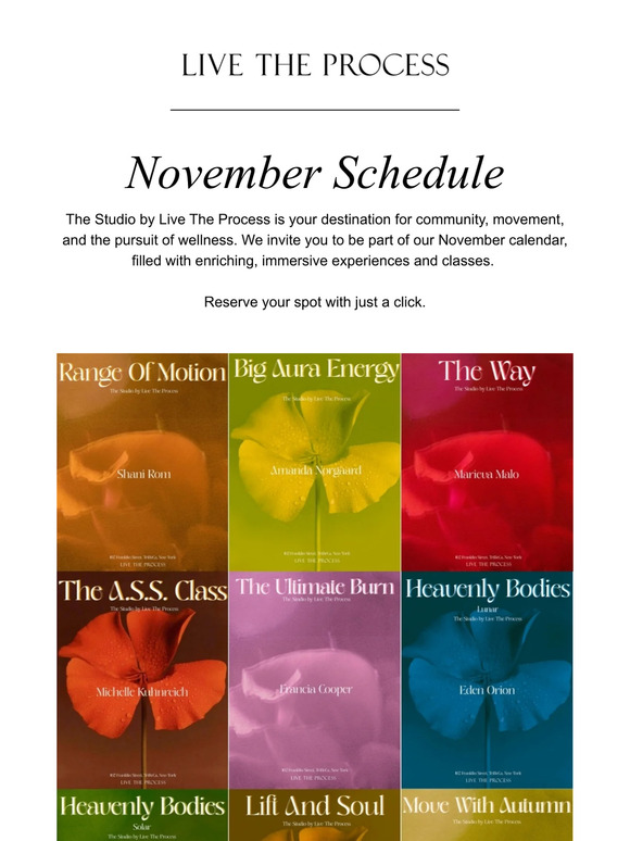 November Schedule at The Studio