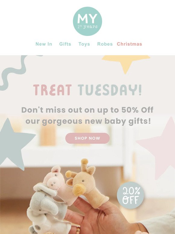 Treat Tuesday: up to 50% off new baby gifts