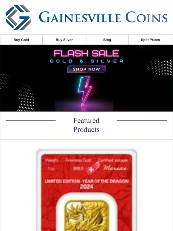 1 oz Gold Bar Flash Sale. As Low As $17 Over Spot