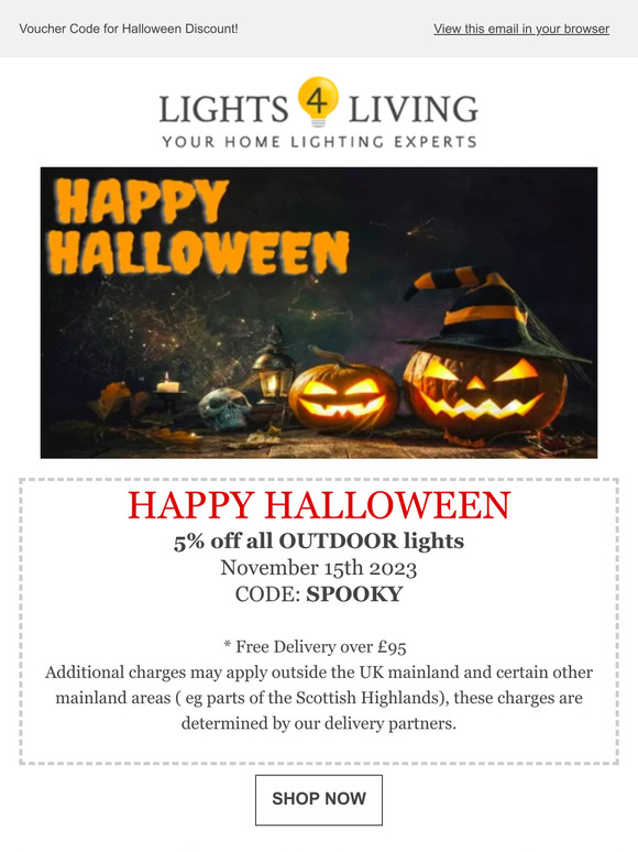 Halloween Discount at Lights4living